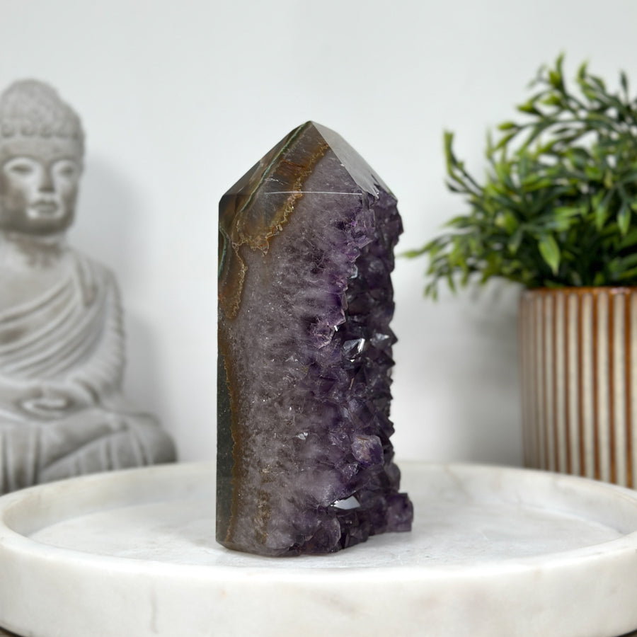 Large Natural Amethyst &amp; Agate Stone Obelisk  - STP0144