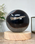 Quartz & Agate Sphere with Wooden Stand with uilt-in LED Light - SPH0138