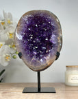 Natural Uruguayan Amethyst Geode with Handmade Metallic Stand - MWS1657