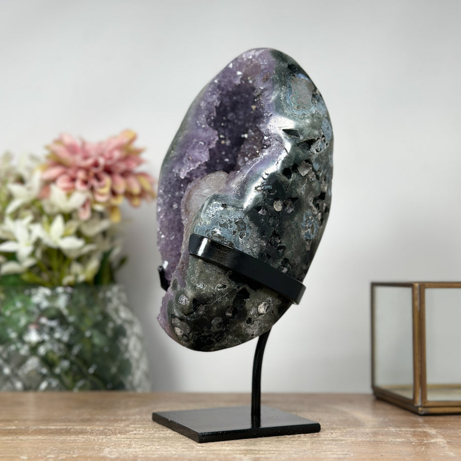 Beautiful Amethyst Geode with Unique Calcite Crystal Formation - MWS1056