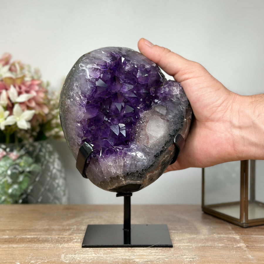 Magnificent Uruguayan Amethyst Geode on Metallic Stand - Elegant Display Piece - MWS0886