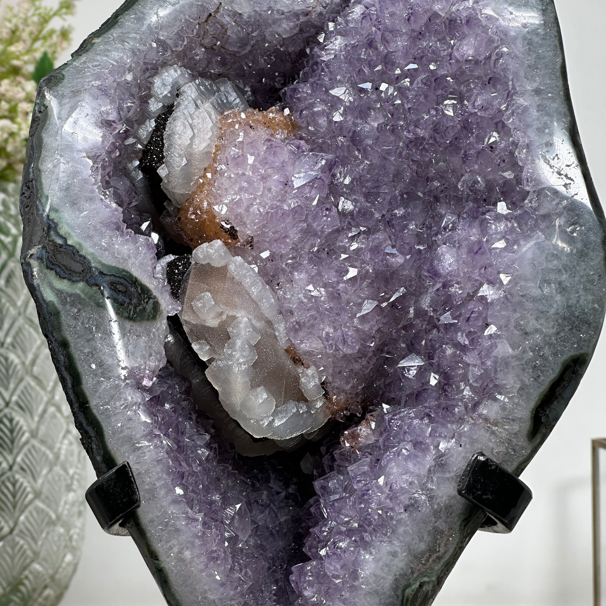 Huge Amethyst Geode with Unique Calcite Specimen - AWS1064