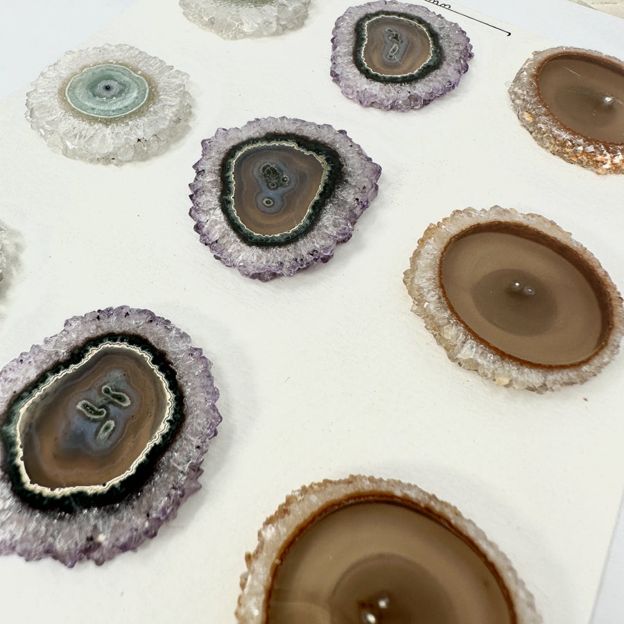 Genuine Amethyst, Agate, Quartz &amp; Green Jasper Stalactite Slices Flat - Perfect for Crafting Unique Jewelry - STS0023