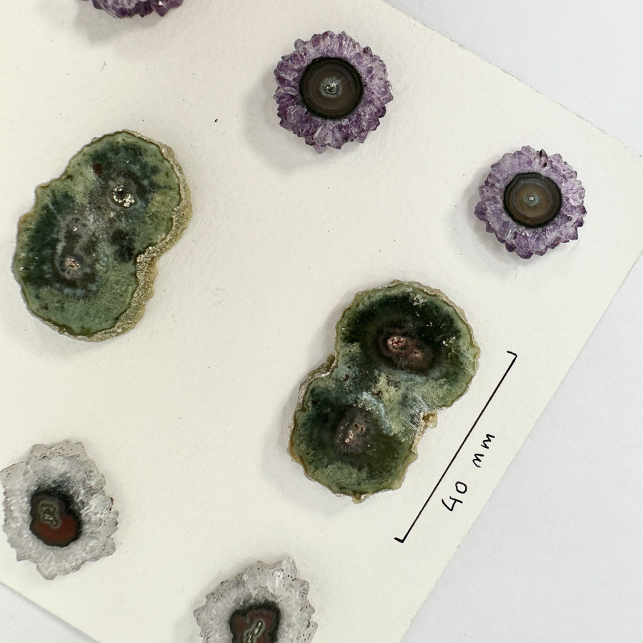 Unique Amethyst, Quartz &amp; Green Jasper Stalactite Slices Set - Natural Crystal for Handmade Jewelry - STS0015