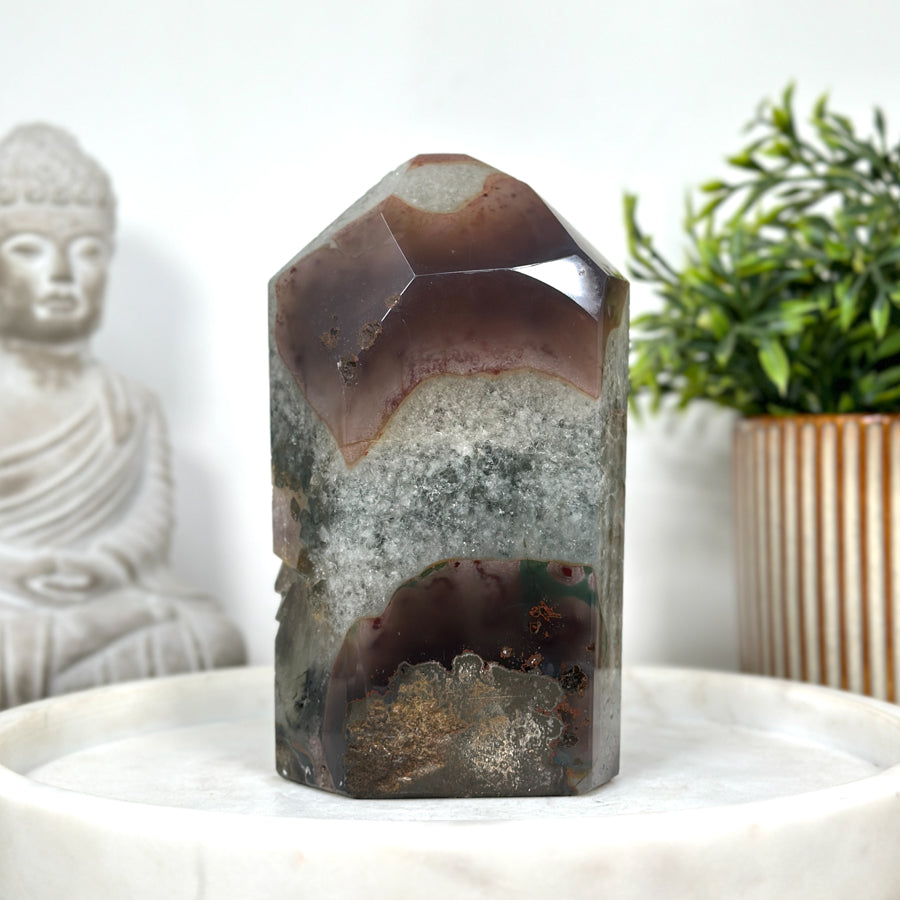 Beautiful Amethyst Tower with Calcite Specimen  - STP0140