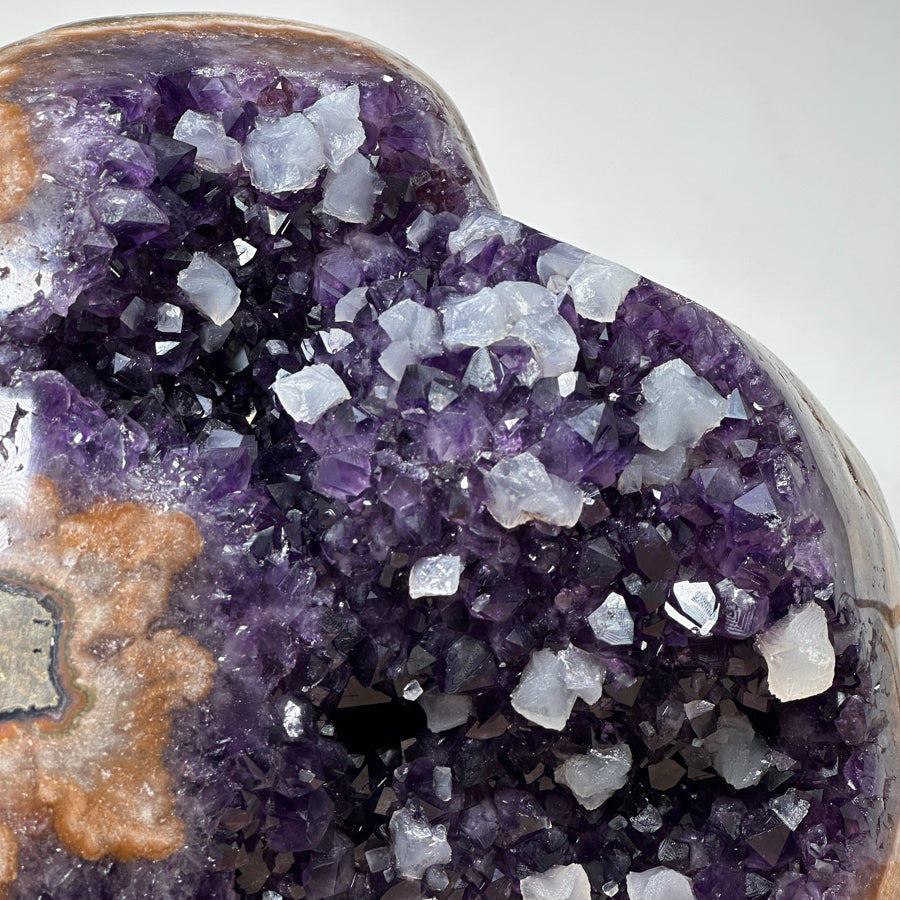 Unique Natural Amethyst and Jasper Stone Cathedral with Calcite Crystals - CBP0608