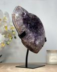 Amethyst & Agate Heart Carving with Metal Stand - HST0232