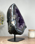 Stunning Natural Amethyst Geode with Large Crystals and Blue Agate Shell - MWS1353