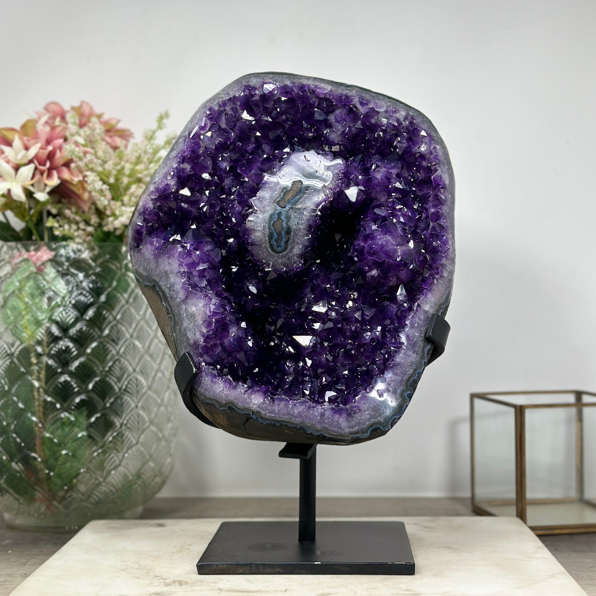 Natural Amethyst Stone Geode with Stalactite Eye Formation - AWS1254