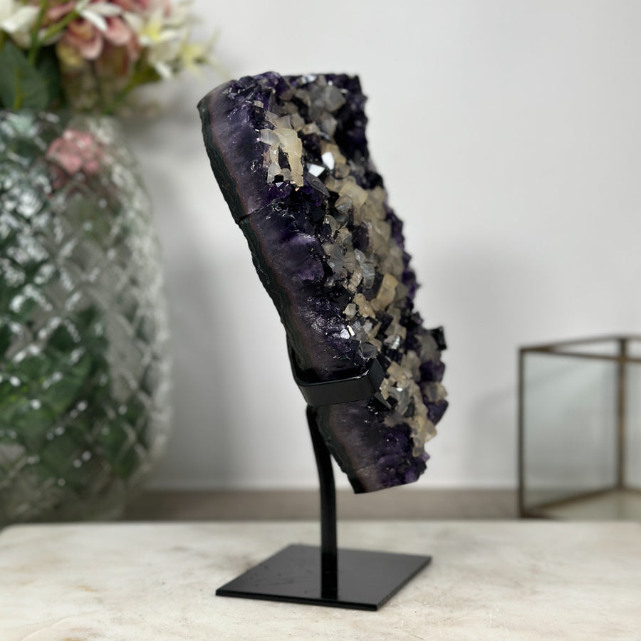 Premium A Grade Amethyst Cluster with Square Calcite Formations - MWS0908