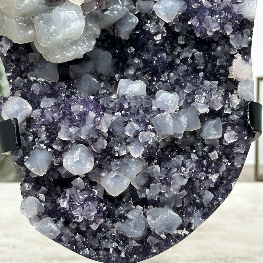 Rare Amethyst Cluster Covered with Calcite Crystals - MWS0915