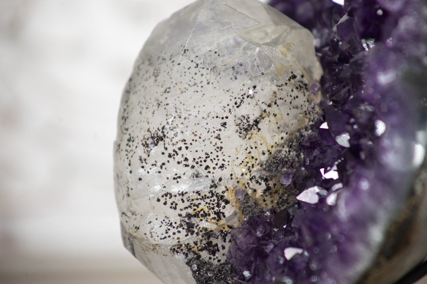 Unique Deep Purple Amethyst with Huge Calcite Formation - MWS0534