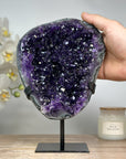 Top Grade Natural Amethyst Geode, Metallic Stand included - MWS1728