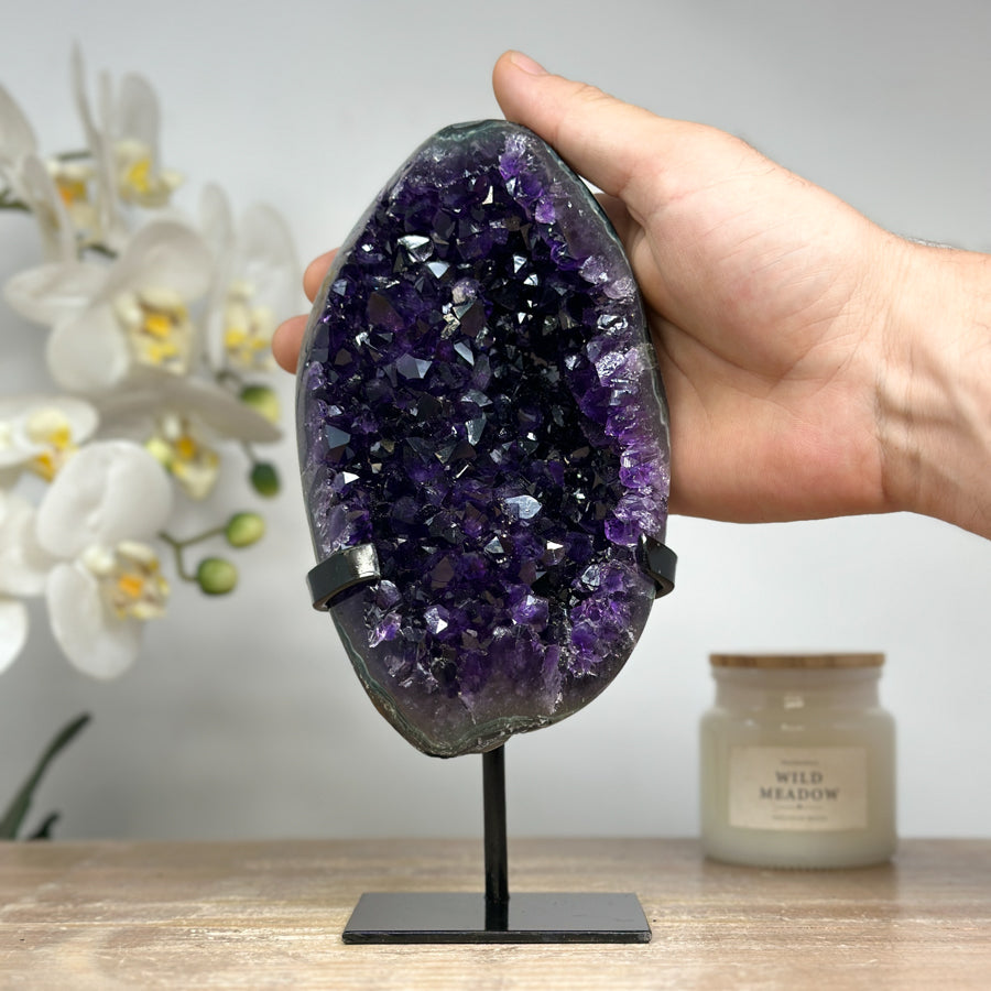 Premium Quality Amethyst Geode, Metallic Stand Included - MWS1722