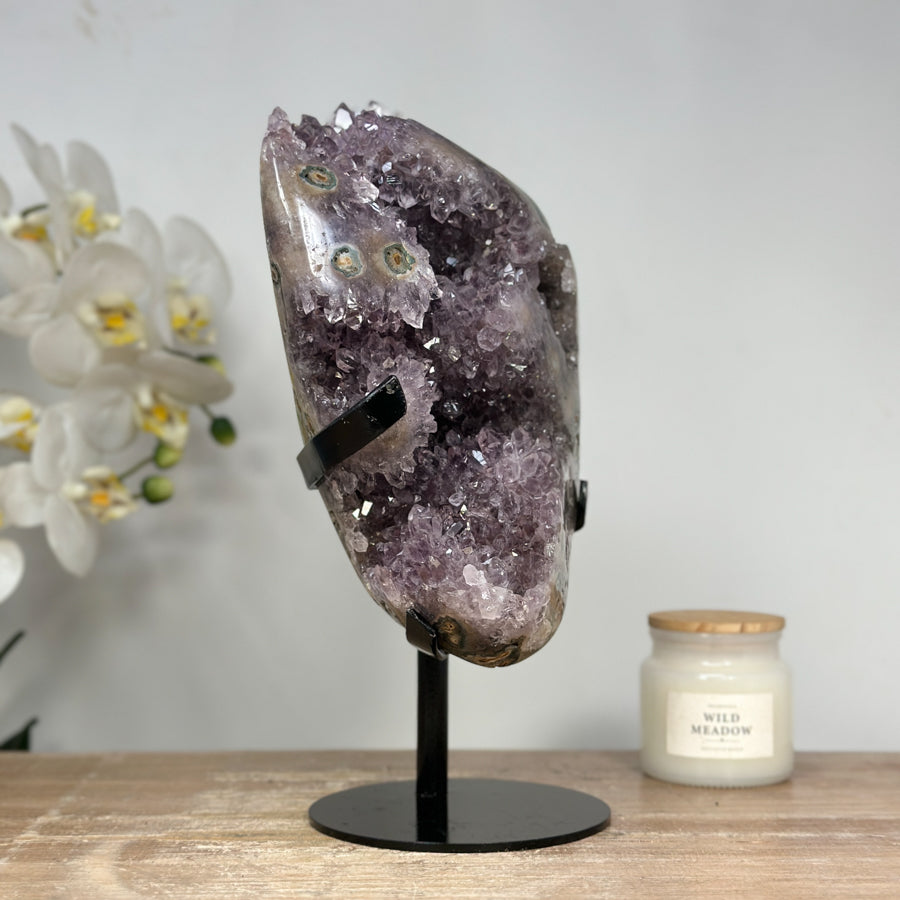 Natural Amethyst &amp; Jasper Crystal Cluster Full of Stalactite Eyes - MWS1387