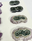 Unique Amethyst & Green Jasper Stalactite Slices Set - Natural Crystal for Handmade Jewelry - STS0030