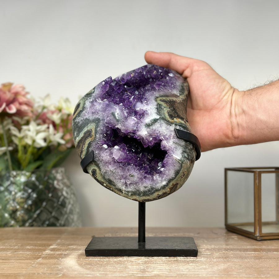 Natural Amethyst Geode with Green Jasper Shell - AWS1074