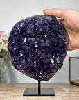 AAA Grade Uruguayan Amethyst Crystal Cluster with Metallic Stand - Ideal for Office Decor - MWS1102