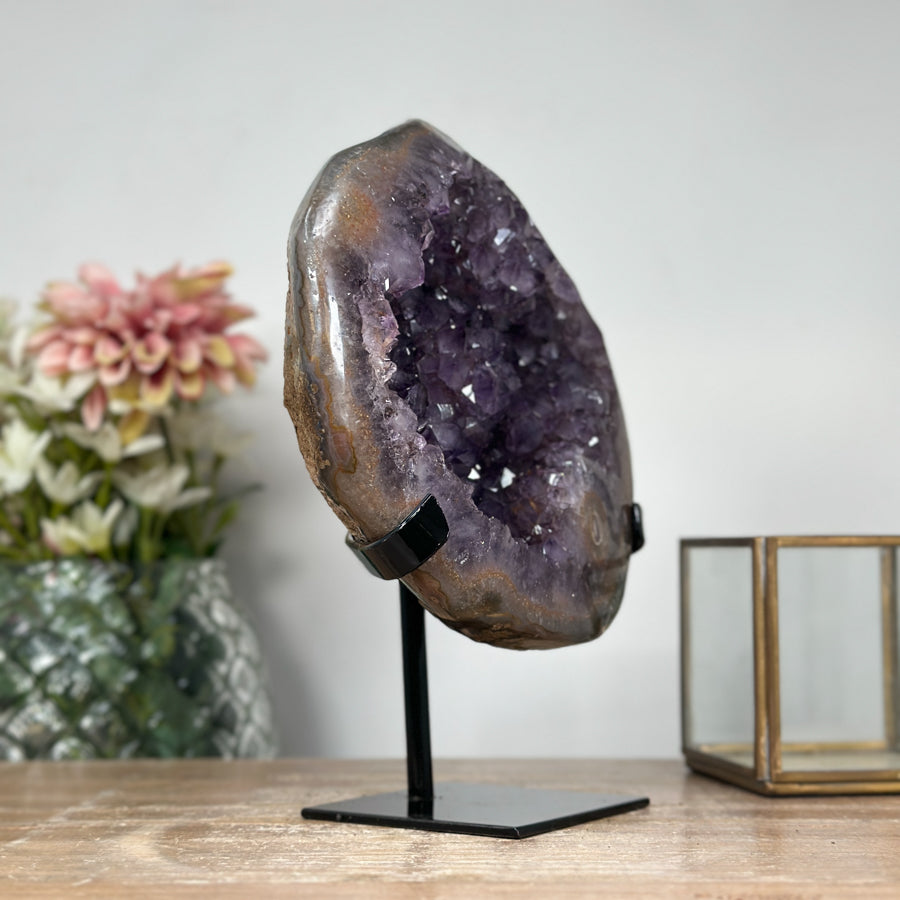 Amethyst &amp; Jasper Stone Geode - MWS1195