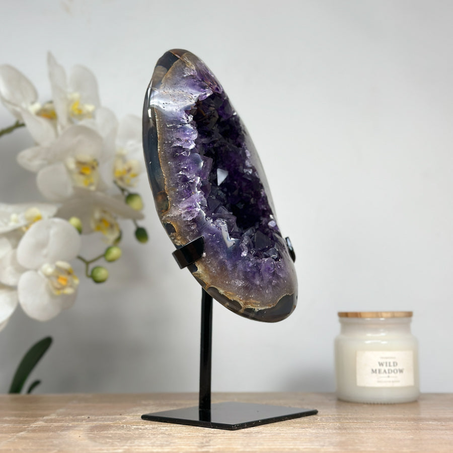 Natural Amethyst Stone Geode with Agate Shell - MWS1611