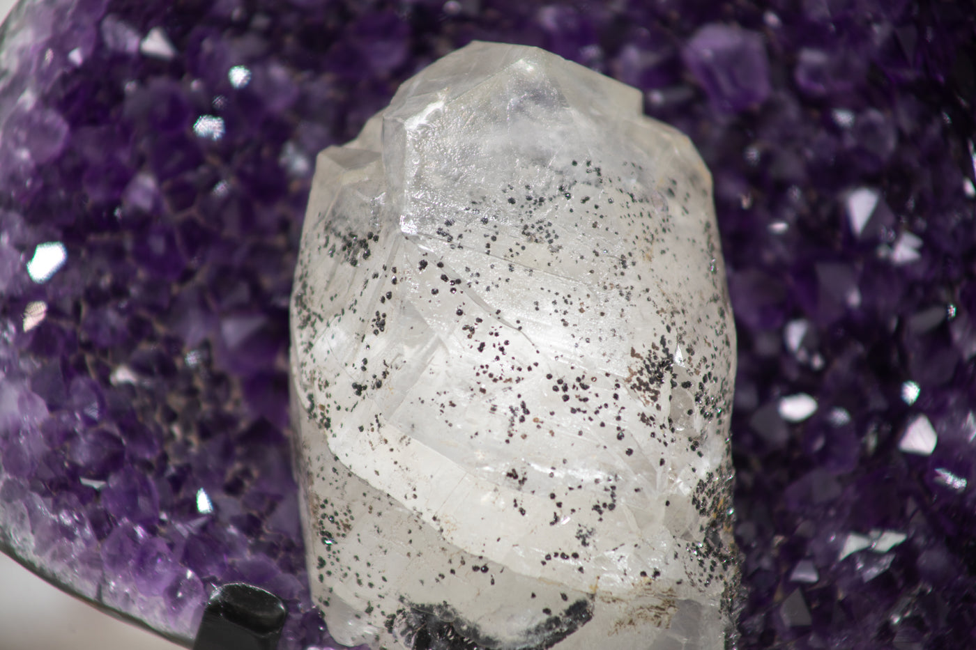 Unique Deep Purple Amethyst with Huge Calcite Formation - MWS0534