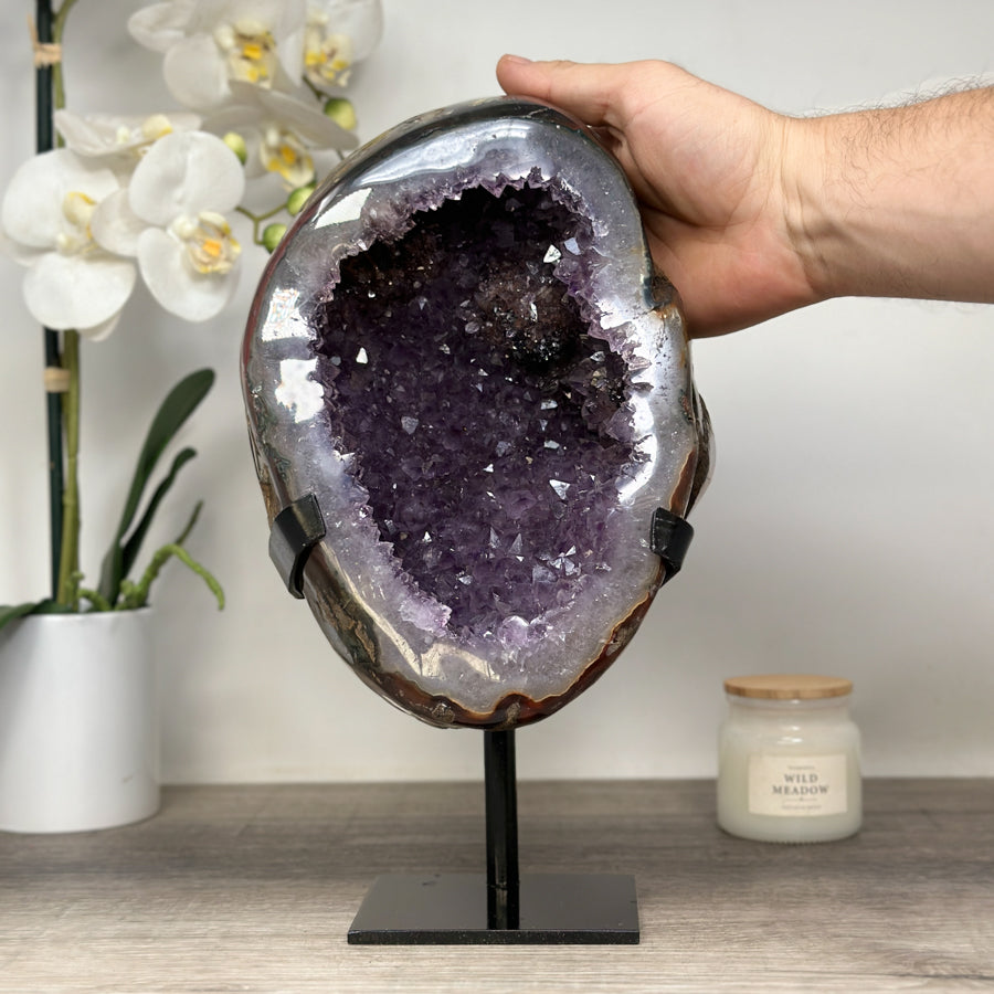 Large Natural Amethyst Geode with Agate Shell - MWS1669