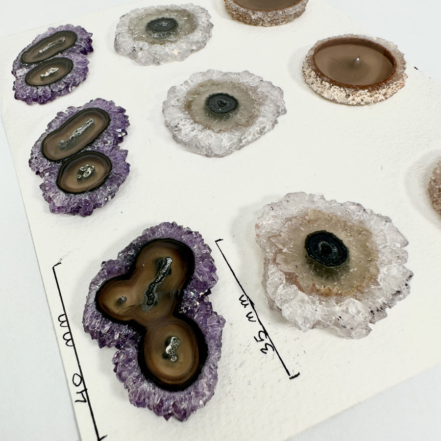 Unique Amethyst, Quartz &amp; Agate Stalactite Slices Set - Natural Crystal for Handmade Jewelry - STS0011