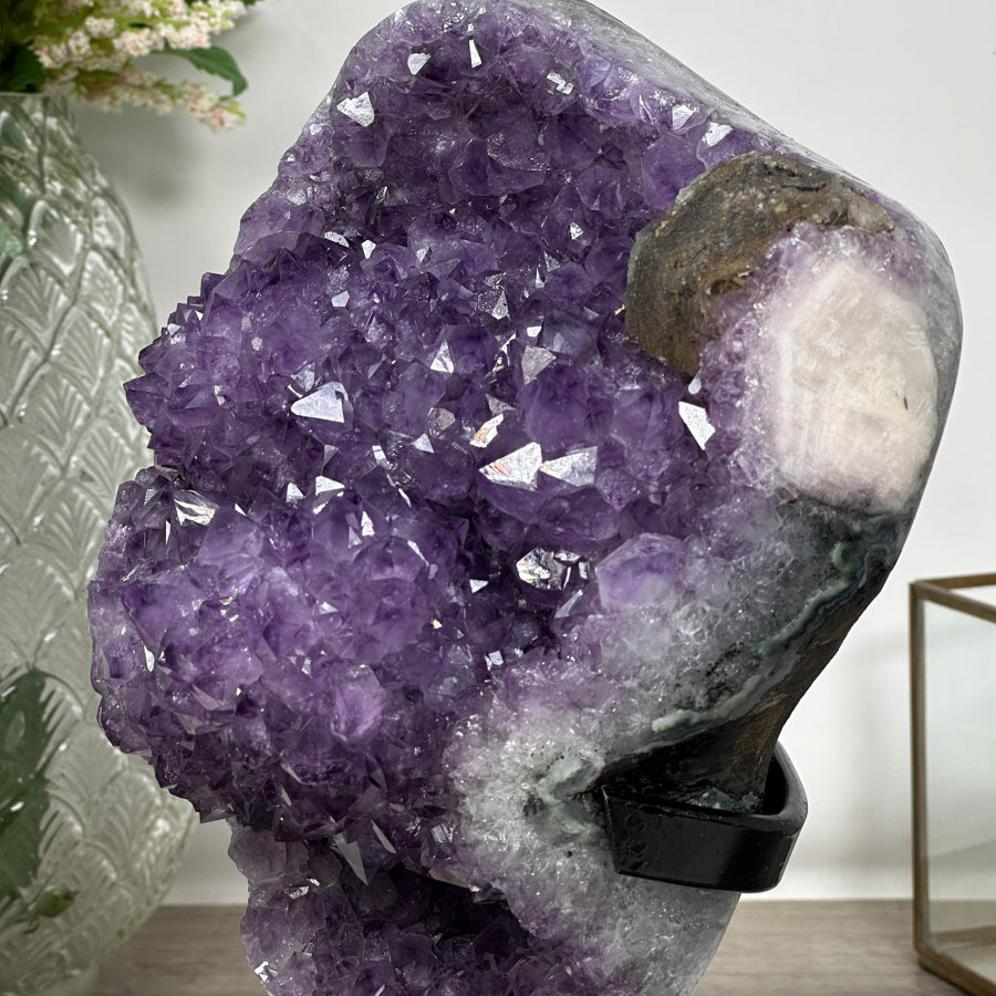 Natural Amethyst Stone Crystal with Calcite Formation - Unique Decorative Piece - MWS0895