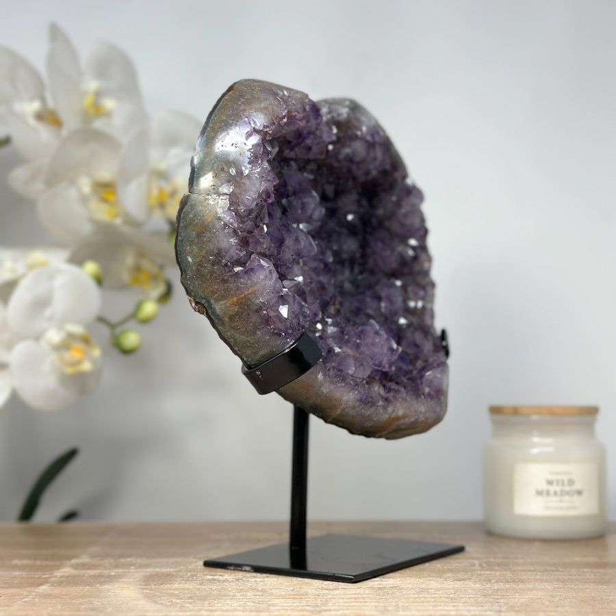 Large Amethyst Heart Carving with Metal Stand - HST0229