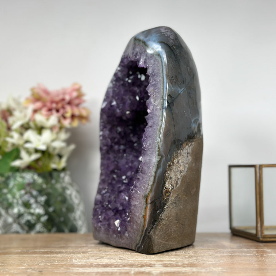 Huge Natural Amethyst Geode with Blue Agate Shell - CBP1068