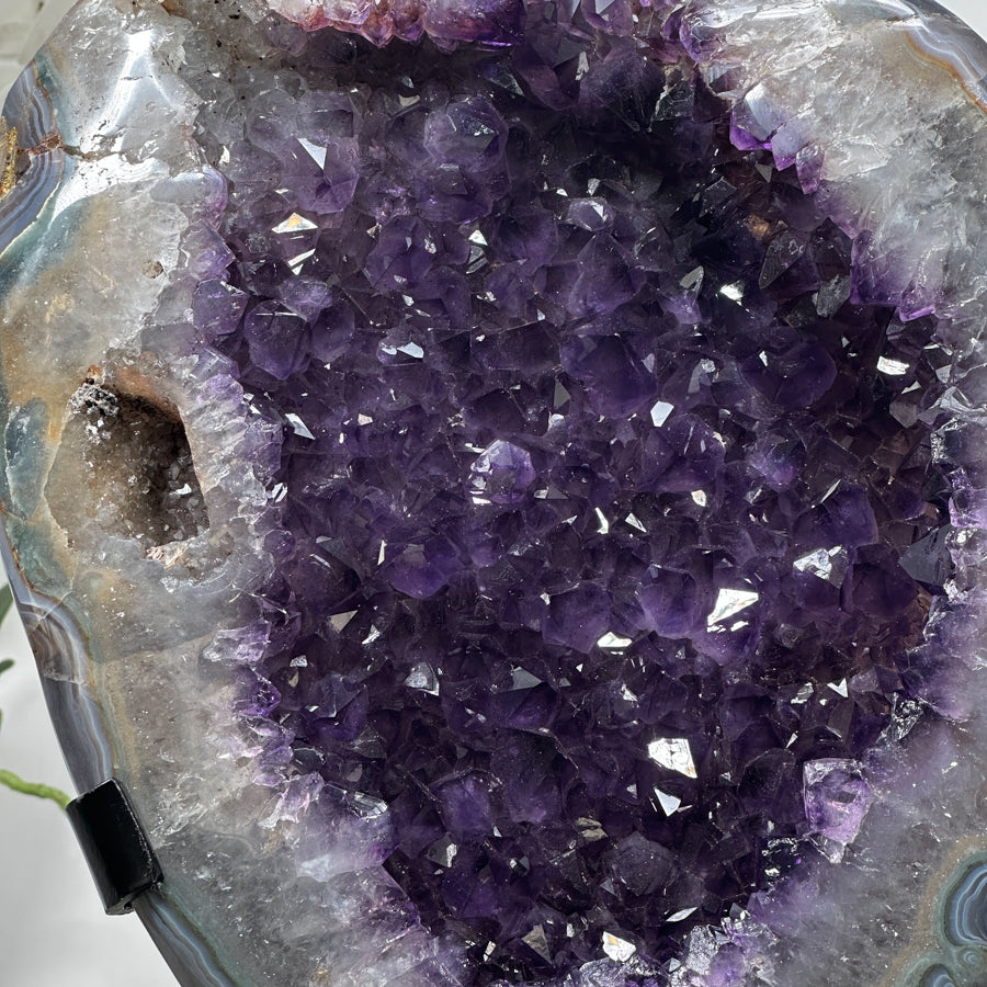 Natural Uruguayan Amethyst Geode with agate Shell - MWS1265