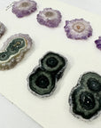 Unique Amethyst & Green Jasper Stalactite Slices Set - Natural Crystal for Handmade Jewelry - STS0030