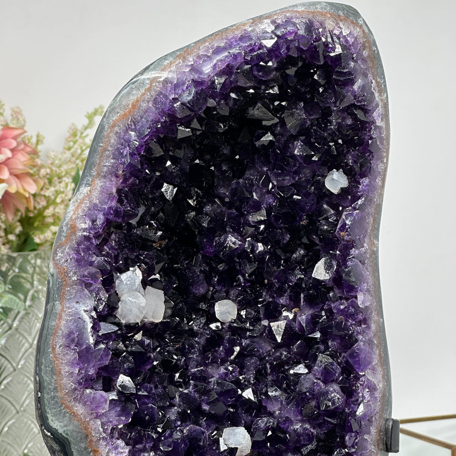 Huge Deep Purple Amethyst Formation - Metallic Stand Included - MWS0898