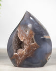 Quartz Druzy & Blue Agate Stone Flame Carving Geode - FST0097