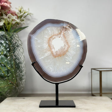 Large Natural Agate & Quartz Slice - MWS1018