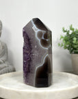 Stunning Natural Amethyst & Banded Agate Stone Tower  - STP0180