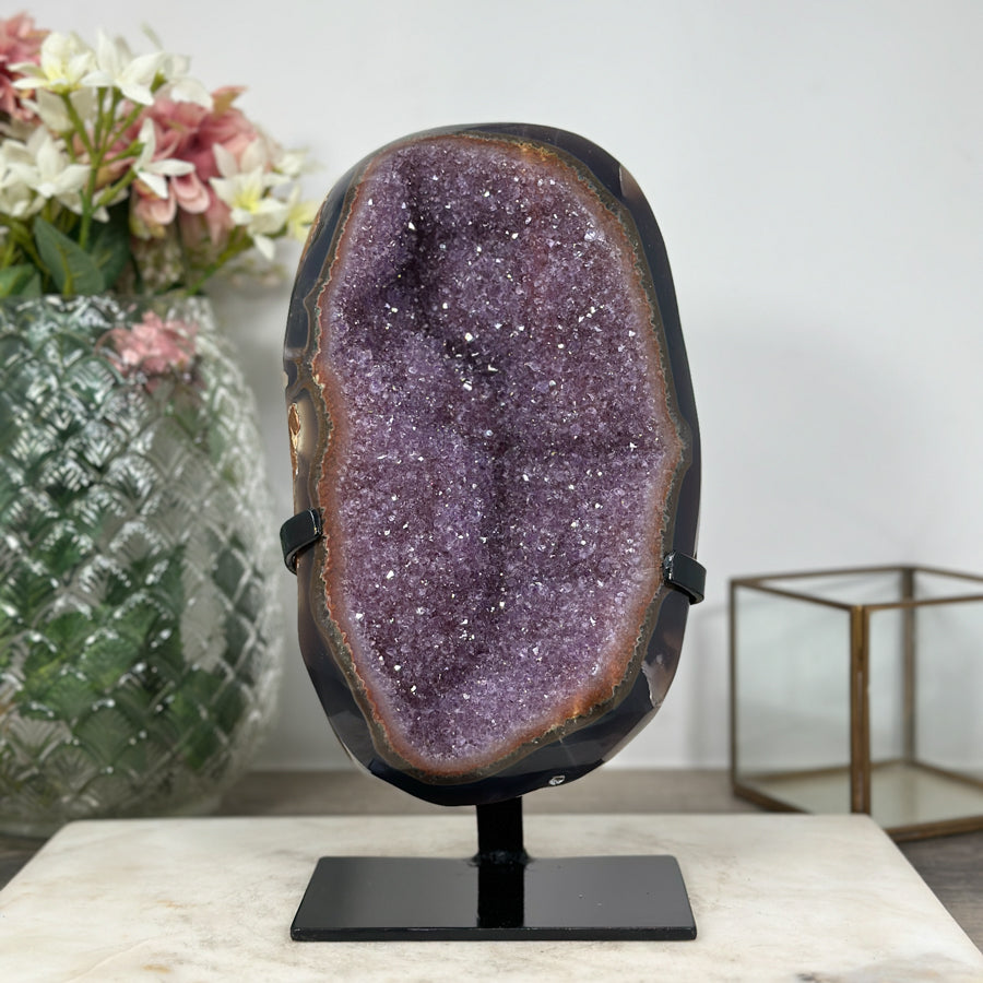 Large Natural Amethyst Geode with Beautiful Agate Shell - AWS1354