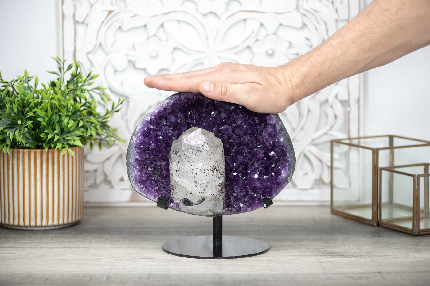 Unique Deep Purple Amethyst with Huge Calcite Formation - MWS0534