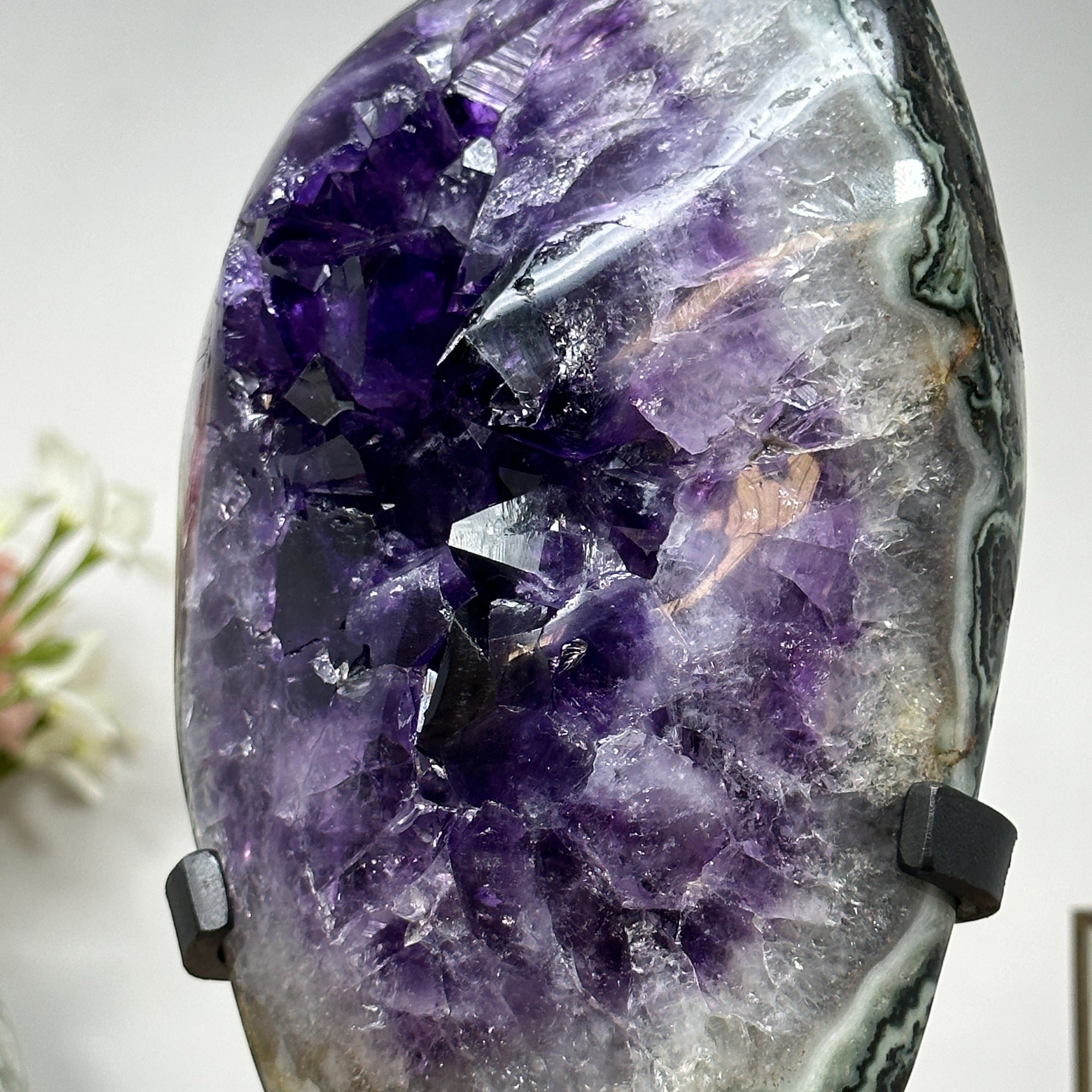 Natural Deep Purple Amethyst &amp; Green Jasper Geode - AWS0941