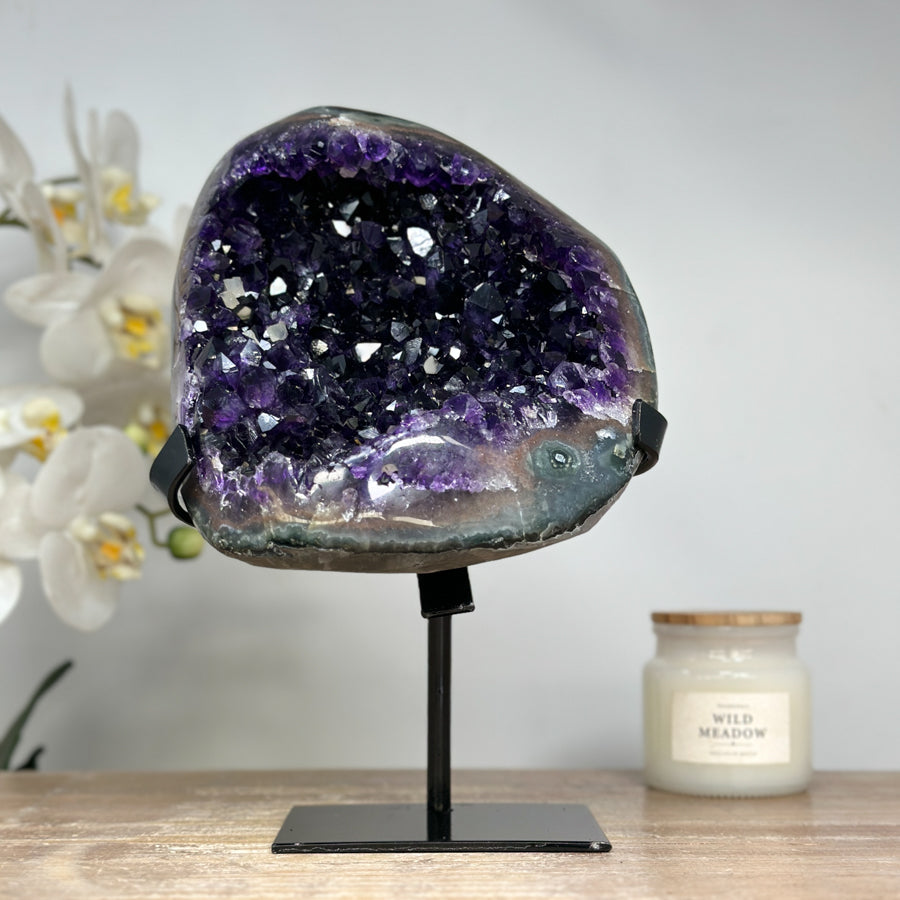 Deep Purple Natural Amethyst Geode, Stand Included - MWS1732