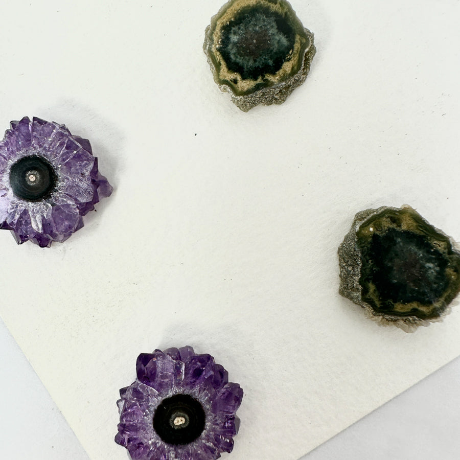 Genuine Amethyst &amp; Green Jasper Stalactite Slices Flat - Perfect for Crafting Unique Jewelry - STS0028