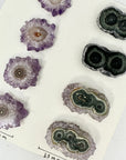 Unique Amethyst & Green Jasper Stalactite Slices Set - Natural Crystal for Handmade Jewelry - STS0030