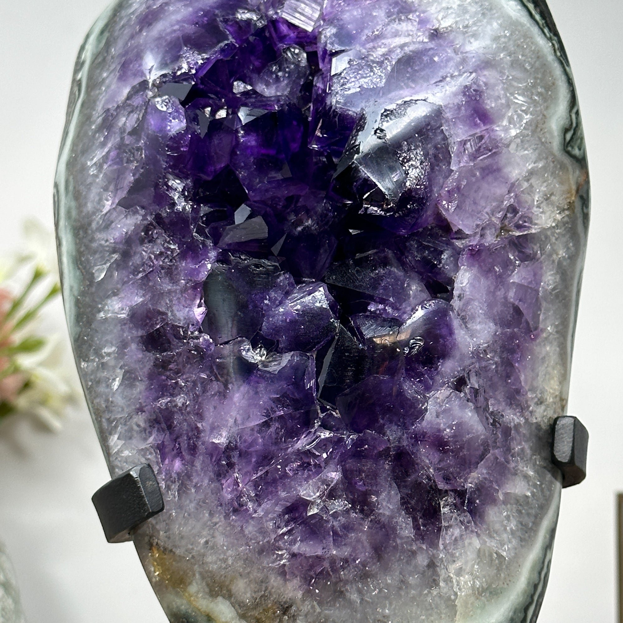 Natural Deep Purple Amethyst &amp; Green Jasper Geode - AWS0941