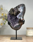 Unique Natural Amethyst Cluster with Calcite & Black Hematite Formation - MWS1653