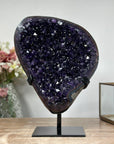 Stunning Amethyst Geode with Blue banded Agate Shell, Great for Spiritual Growth and Balance - MWS0957