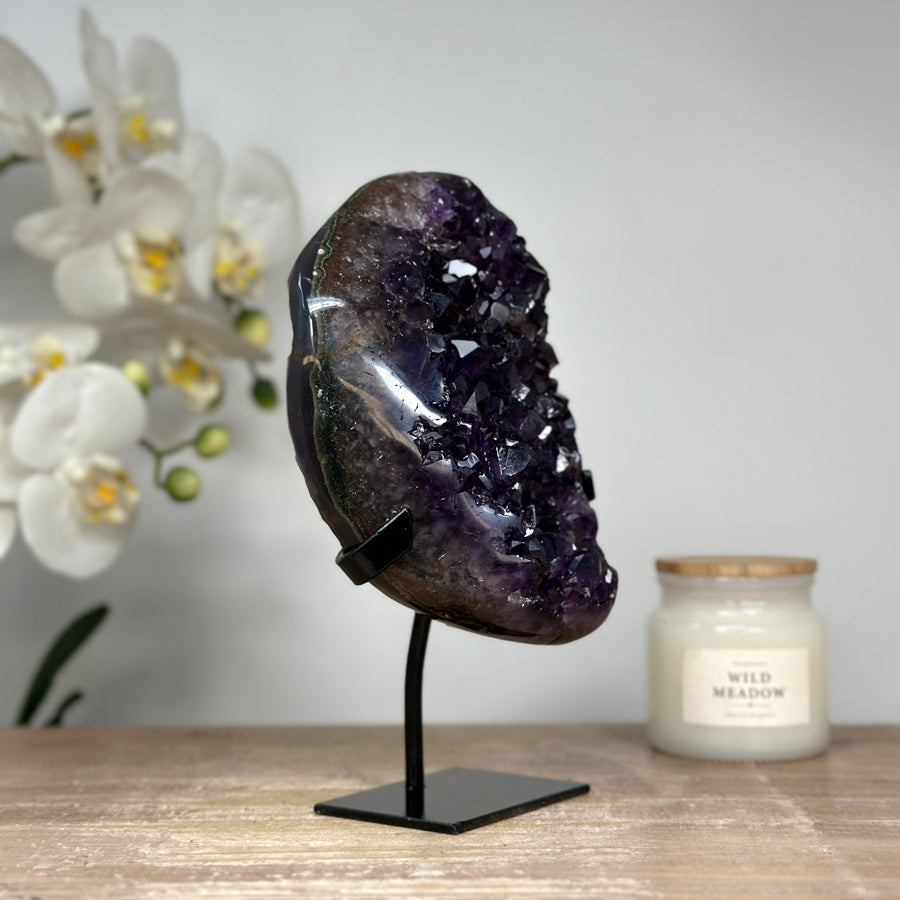 A+ Grade Natural Amethyst from Uruguay, Stand Included - MWS1676