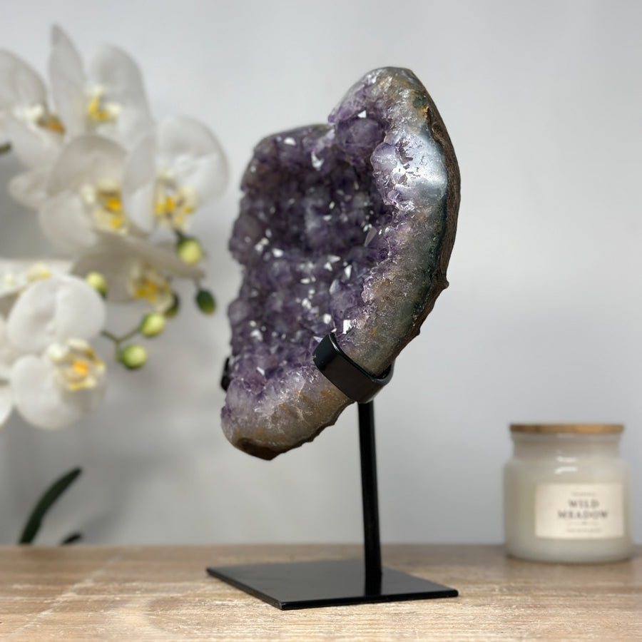 Large Amethyst Heart Carving with Metal Stand - HST0229