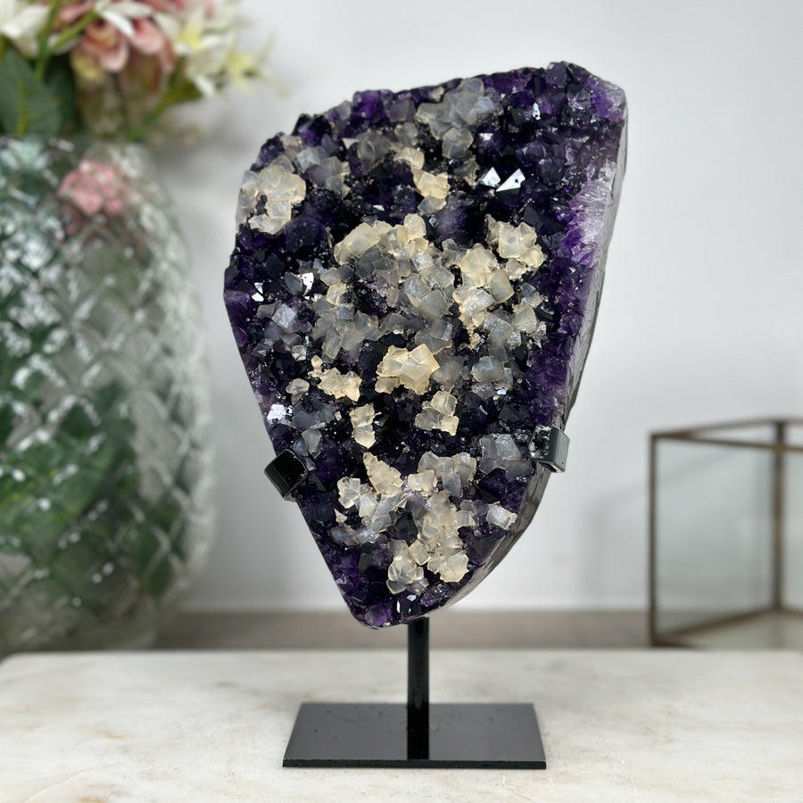 Premium A Grade Amethyst Cluster with Square Calcite Formations - MWS0908