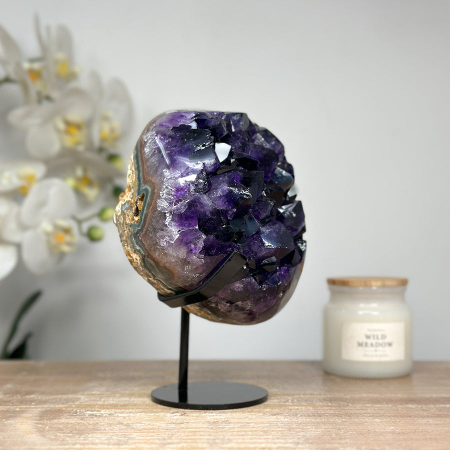 AAA Grade Natural Amethyst Cluster with Metal Stand - MWS1622