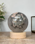 Natrual & Quartz Sphere with Wooden Stand with uilt-in LED Light - SPH0139